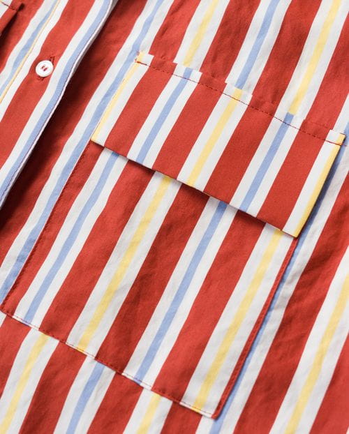 Camisa de manga corta estilo 'retro' en viscosa de rayas