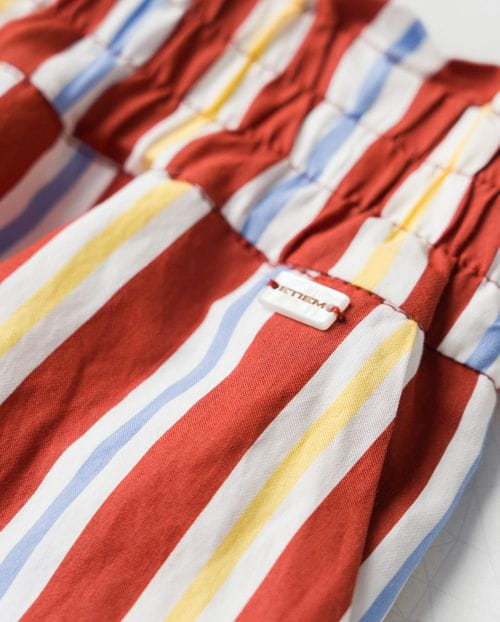 Pantalón tobillero de pierna ancha y cintura elástica en rayas estilo 'retro'