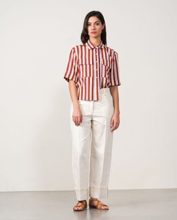 Cropped wide leg jeans with roll-up hems