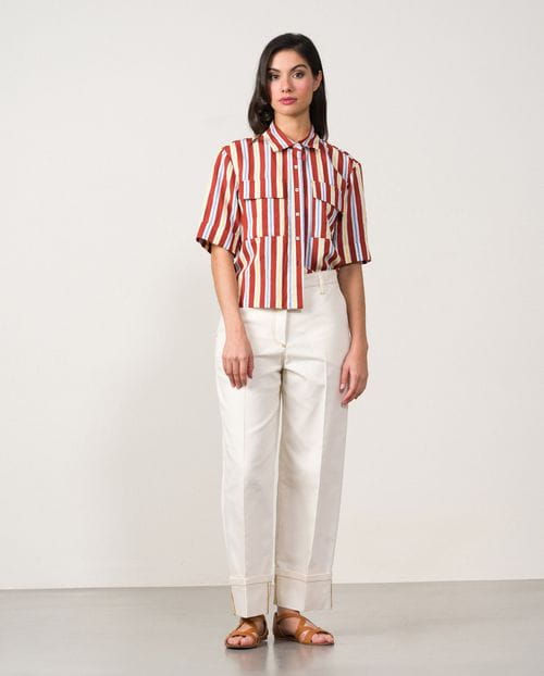 Cropped wide leg jeans with roll-up hems