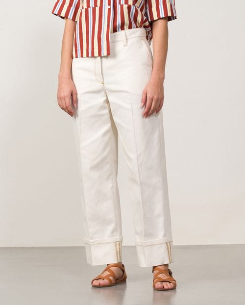 Cropped wide leg jeans with roll-up hems