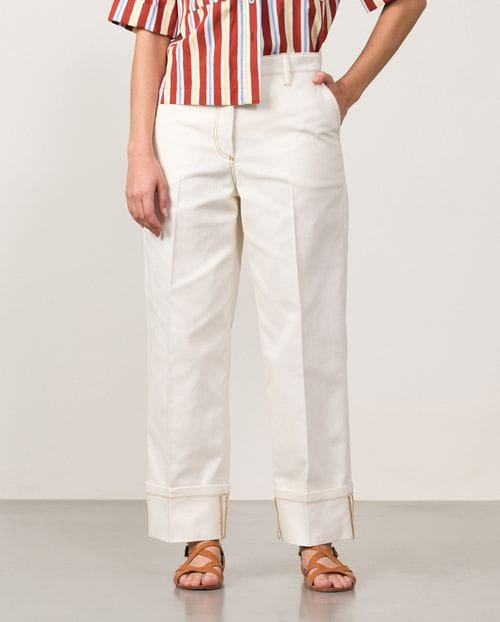 Cropped wide leg jeans with roll-up hems