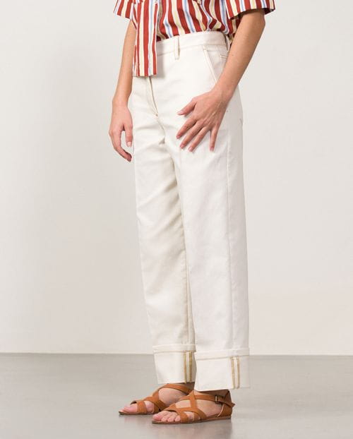 Cropped wide leg jeans with roll-up hems