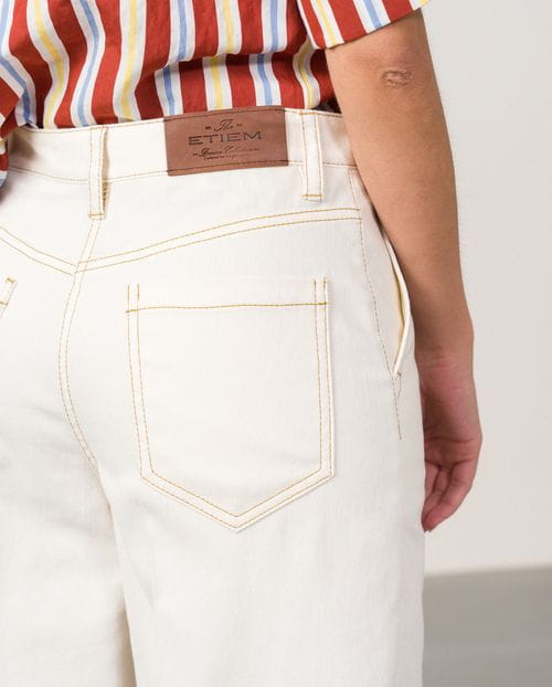 Cropped wide leg jeans with roll-up hems