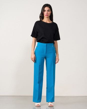 Palazzo styyle trousers with golden buttons