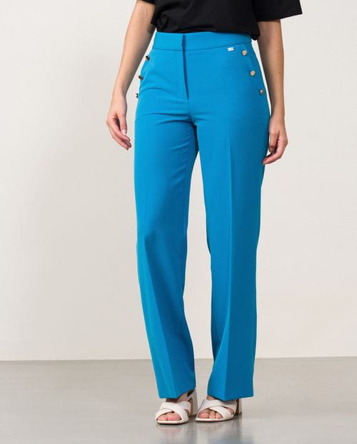 Pantalón estilo 'palazzo' con botones dorados