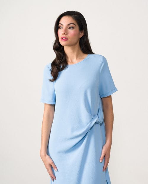 Vestido midi fluido de línea suelta anudado en el delantero