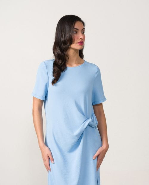 Vestido midi fluido de línea suelta anudado en el delantero