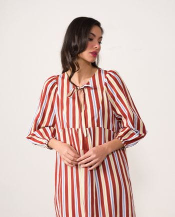 Loose-fit midi dress in 'retro' design stripes
