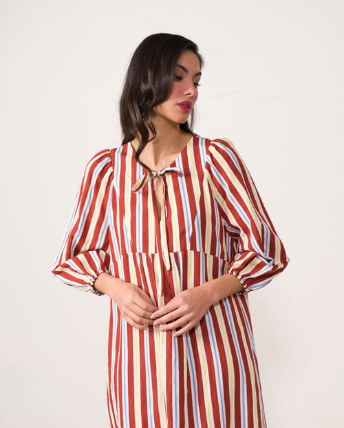 Loose-fit midi dress in 'retro' design stripes