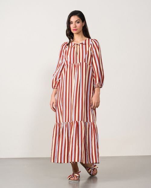 Loose-fit midi dress in 'retro' design stripes
