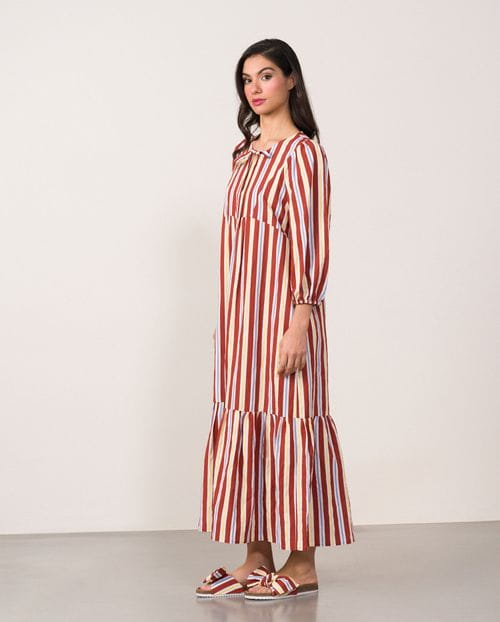 Loose-fit midi dress in 'retro' design stripes