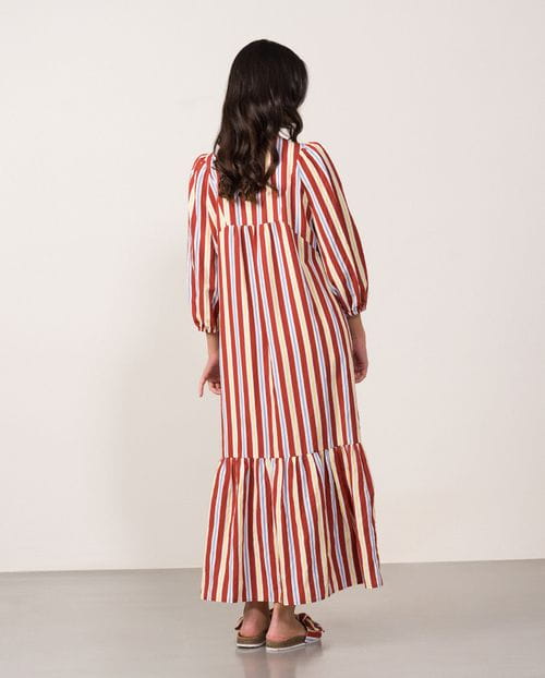 Loose-fit midi dress in 'retro' design stripes