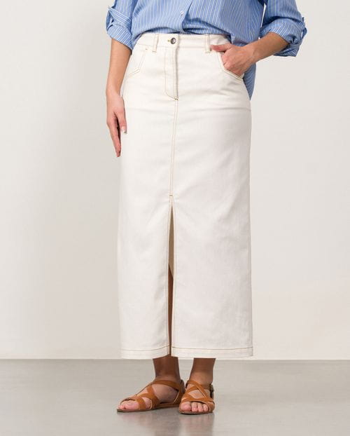 Falda tejana larga con abertura en delantero