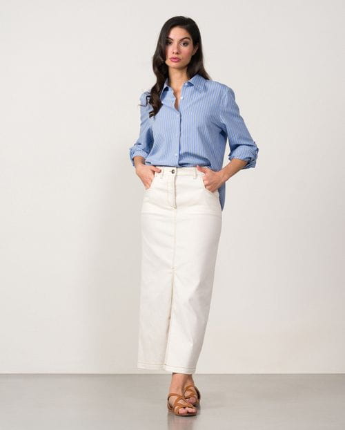 Falda tejana larga con abertura en delantero