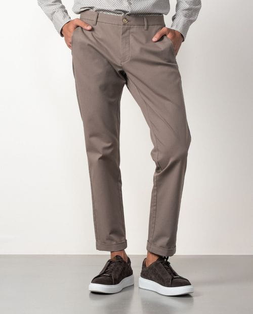 Pantalón sport extra slim en tricotina de algodón elástico