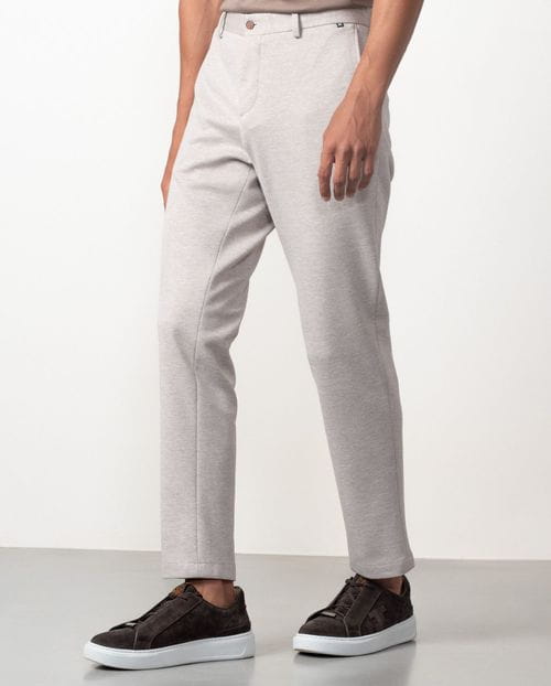 Sport trousers with cord and elastic waistband made of knitted twill structure