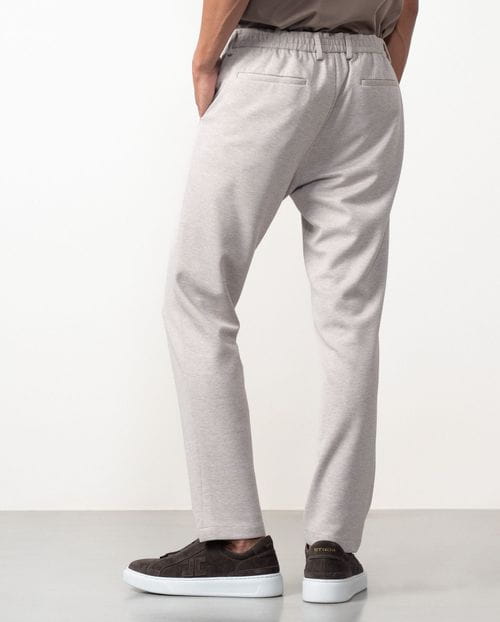Sport trousers with cord and elastic waistband made of knitted twill structure