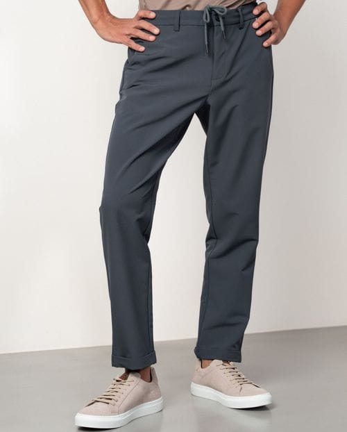Trousers with cord and elastic waistband made of elastic technical fabric