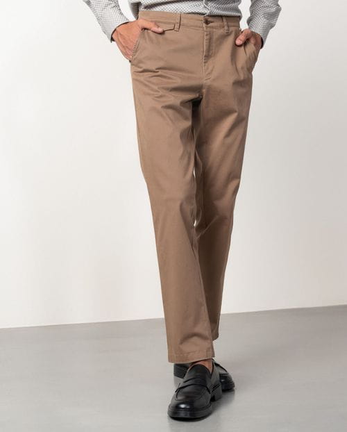 Pantalón sport slim fit en twill elástico de algodón