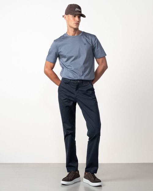 Pantalón sport slim fit en twill elástico de algodón