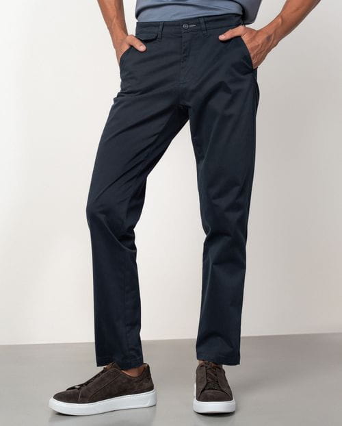 Pantalón sport slim fit en twill elástico de algodón