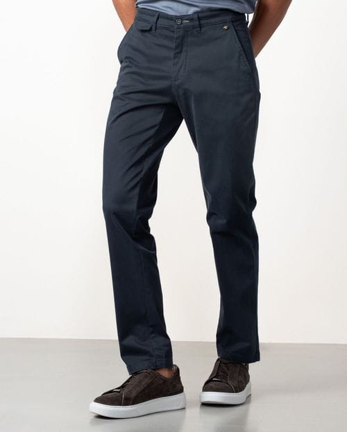 Pantalón sport slim fit en twill elástico de algodón