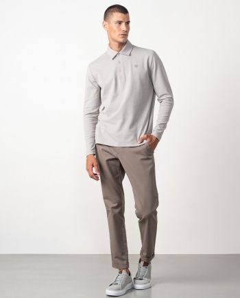 Polo camisero de botones en punto jersey efecto `empolvado´