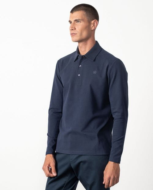 Polo camisero de botones en punto liso efecto `empolvado´