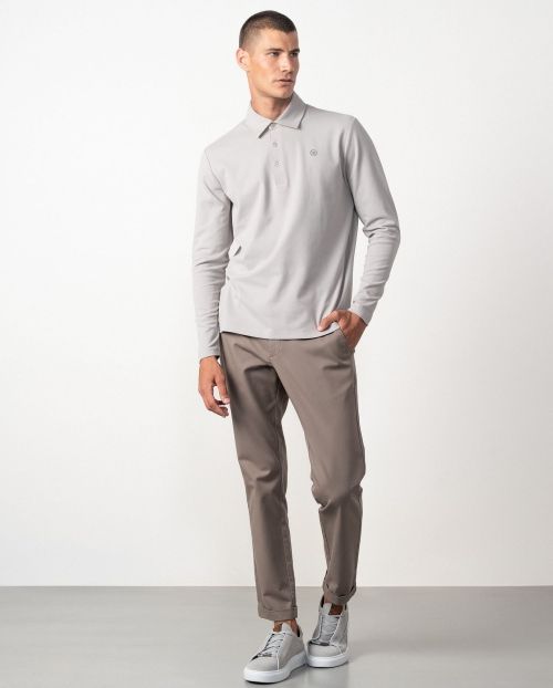 Polo camisero de botones en punto jersey efecto `empolvado´