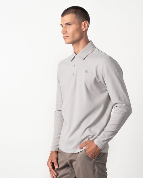 Polo camisero de botones en punto jersey efecto `empolvado´