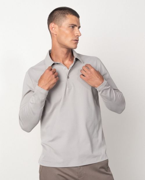 Polo camisero de botones en punto jersey efecto `empolvado´