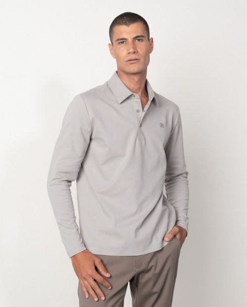 Polo camisero de botones en punto jersey efecto `empolvado´