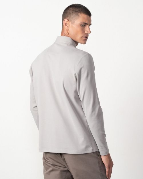 Polo camisero de botones en punto jersey efecto `empolvado´