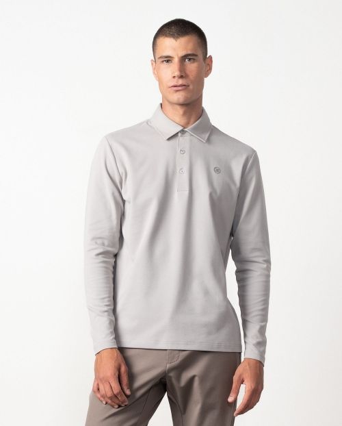 Polo camisero de botones en punto jersey efecto `empolvado´