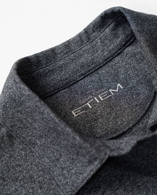 Polo camisero de botones y manga larga en estructura granito