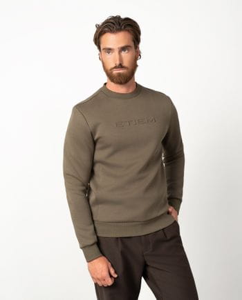 Sudadera de cuello redondo en algodón con marca Etiem en relieve