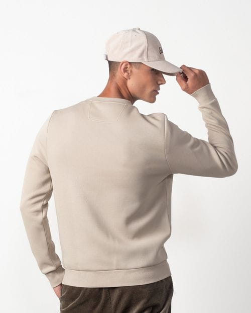 Round-neck cotton sweatshirt with embossed Etiem brand name