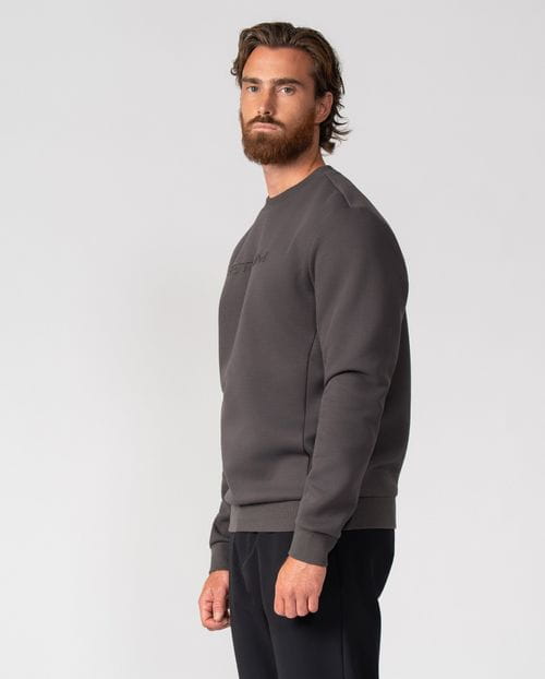 Round-neck cotton sweatshirt with embossed Etiem brand name