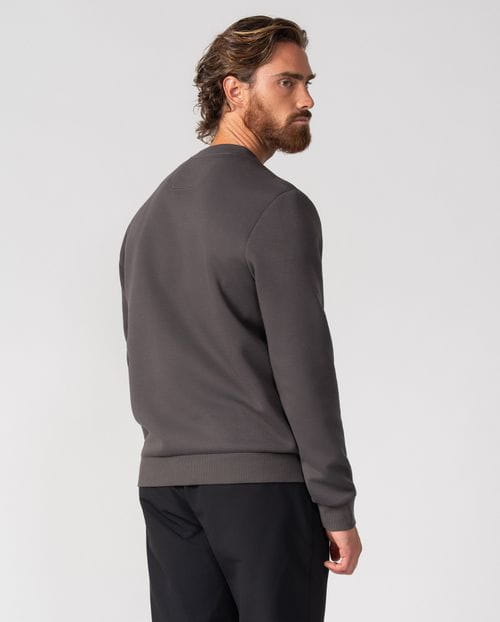 Round-neck cotton sweatshirt with embossed Etiem brand name