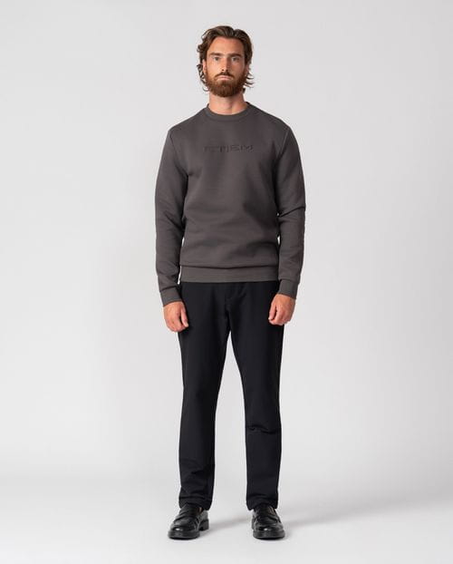 Round-neck cotton sweatshirt with embossed Etiem brand name