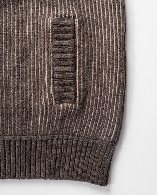 Chaqueta-cazadora de punto acanalado bicolor con bolsillos y cremallera