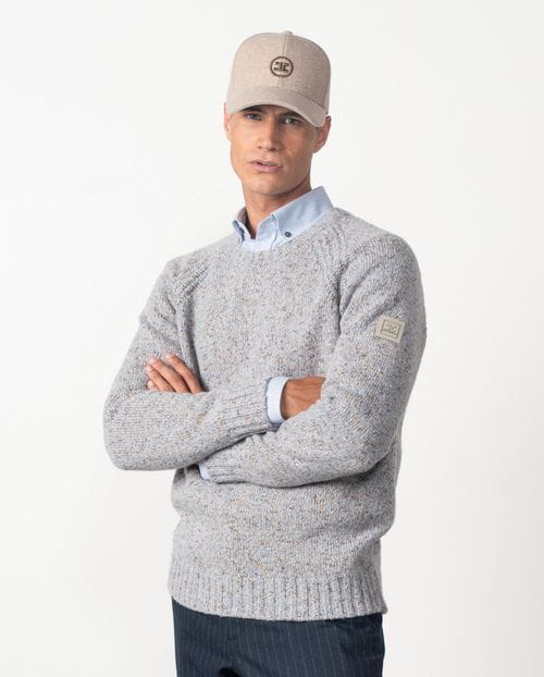 Jersey de punto rústico en manga raglan y cuello redondo