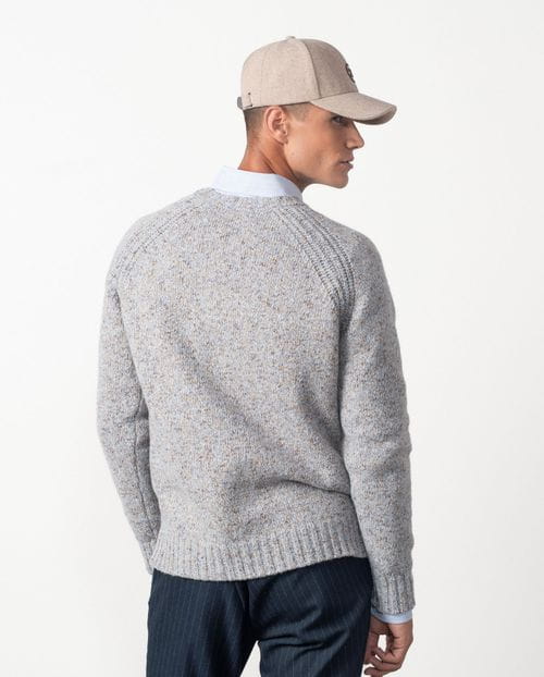 Jersey de punto rústico en manga raglan y cuello redondo