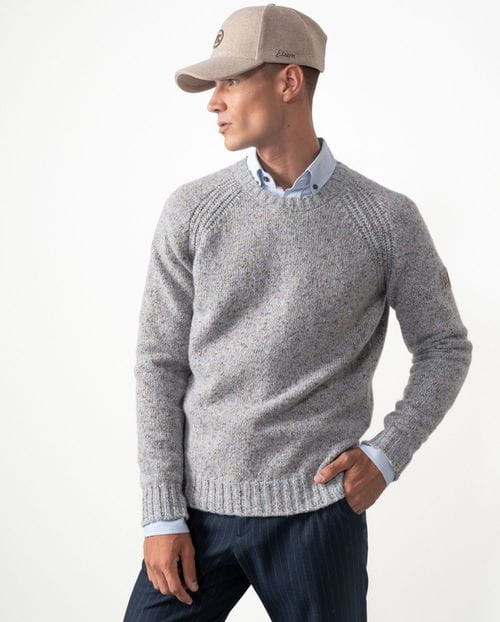 Jersey de punto rústico en manga raglan y cuello redondo