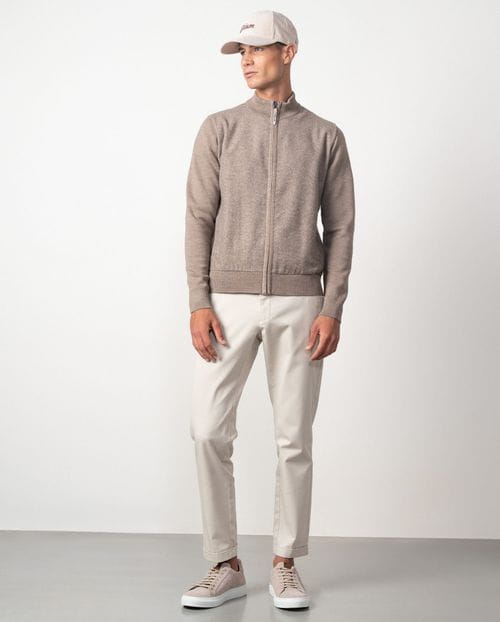 Knit and fabric combined jacket