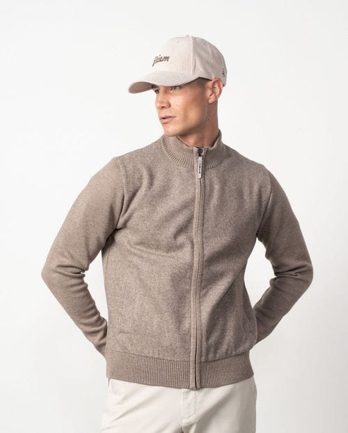 Knit and fabric combined jacket