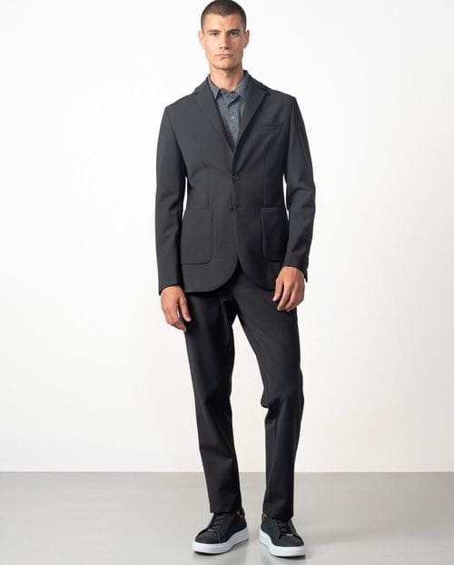 Unstructures and unlined slim fit blazer from technical stretch knit-like fabric