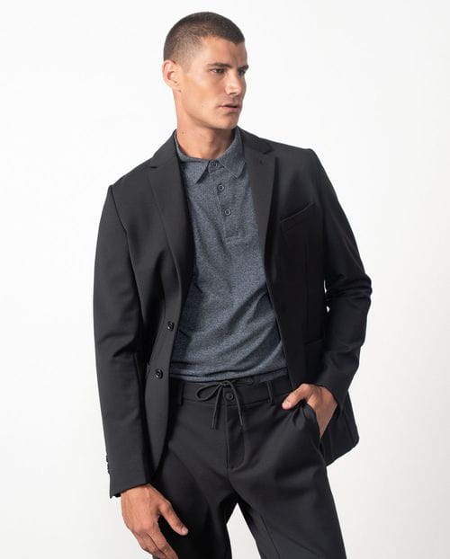 Unstructures and unlined slim fit blazer from technical stretch knit-like fabric