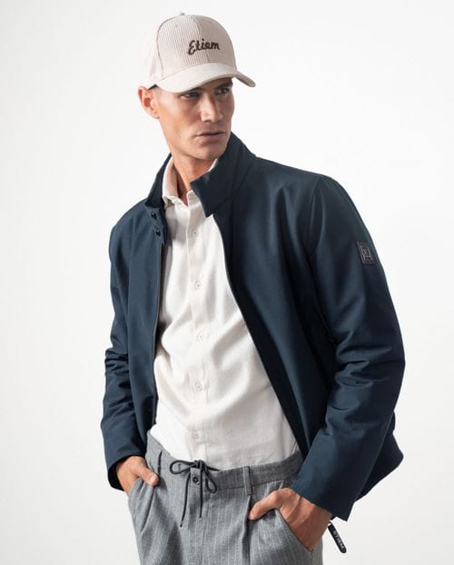 Bomber-style jacket with stand-up collar, zip fastening, quilted interior made from water-repellent fabric